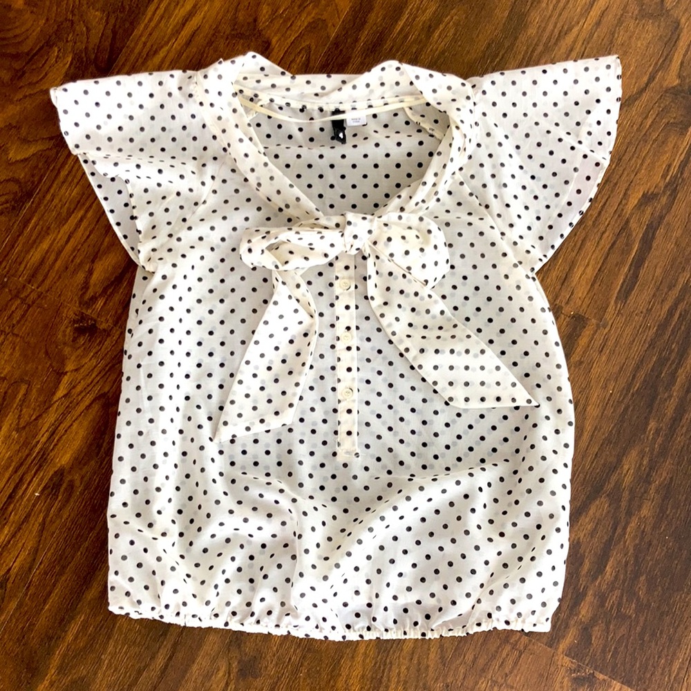 H&M Polka Dot Top w/elastic waist & tie/button front